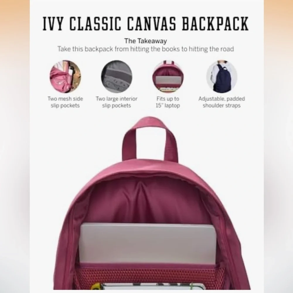 PINK Ivy Classic Canvas Adjustable Backpack